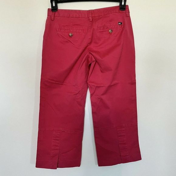 VINEYARD VINES By Shep & Ian Woman Sz 2 Cropped Capri PANTS Cotton Stretch Pink - Picture 2 of 10